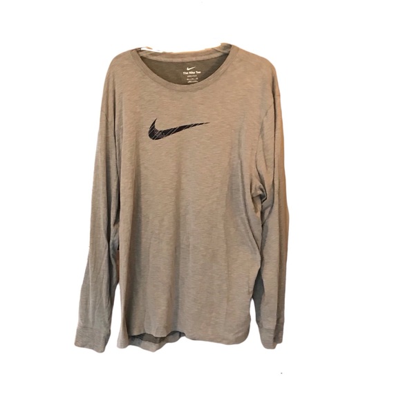 Nike The Nike Tee Grey Long Sleeve Print Tee - Picture 1 of 8